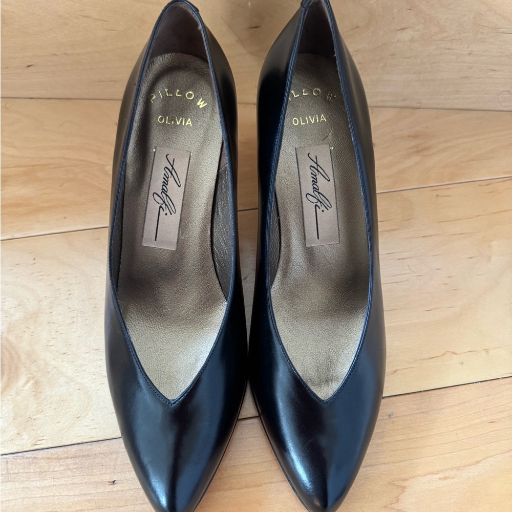 Amalfi Black Leather Women's Heels in Black New